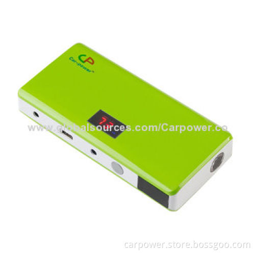 Car jump starter with 1,200mAh to start 12V cars, new LCD display, fits for mobile/digital device